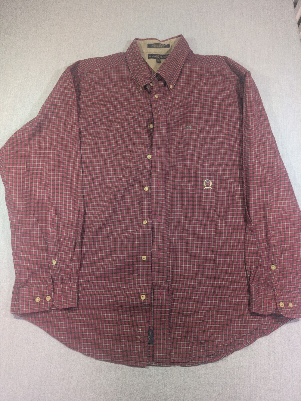Tommy Hilfiger red plaid button-down shirt size XXL